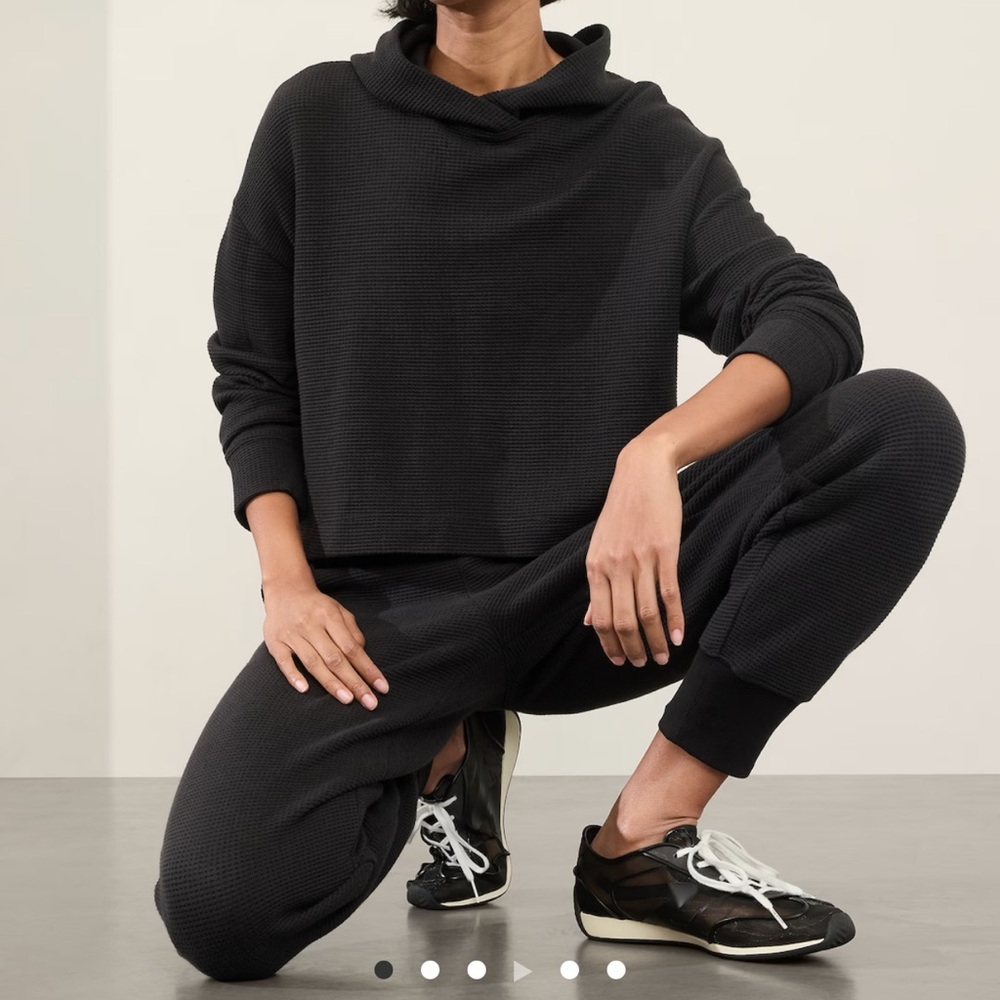 Athleta Black Hooded Sweatshirt and Joggers Set